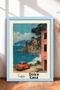 Casa Dolce Casa Pink House and Orange Car Framed Painting Italy Poster Wall Decor Itp079