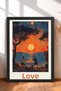 Romantic Double-Frame Painting with the Words "Amore" at Sunset, Italy Poster, Wall Decor, Itp086.