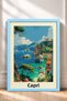 Capri, Dark and Turquoise Sea, Framed Painting, Italy Poster, Living Room, Kitchen, Wall Decor, Itp093. - 3