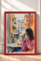 Dolce Far Niente, Coffee Shop with Women, Framed Painting, Italy Poster, Living Room, Kitchen, Wall Decor, Itp151. - 3