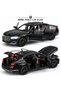 Black 1:24 Scale BMW 760Li Metal Toy Car with Opening Hood and Trunk Doors, Light-Up and Sound-Activated Model Car