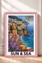 Sole & Mare, Coastal Town with Written Text, Framed Painting, Italy Poster, Living Room, Kitchen, Wall Decor, Itp096. - 3