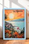 La Spezia Sunset and Palm Trees Framed Painting, Italy Poster, Living Room, Kitchen, Wall Decor, Itp140.