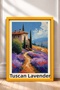 Tuscany Lavender Fields and Service Trees Framed Painting, Italy Poster, Wall Decor, Itp107. - 3