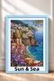 Sole & Mare, Coastal Town with Written Text, Framed Painting, Italy Poster, Living Room, Kitchen, Wall Decor, Itp096. - 3