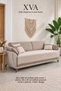 Knitted Fabric Tasseled Sofa Cover, 1 Piece, 90X200 cm Sofa Cover + 2 Pieces, 40X40 cm Tasseled Pillow Covers, 3-Piece Set, Beige, Bohemian, Decorative. - 5