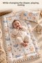 Set of 2 100% Cotton Muslin Baby Changing Pad and Pillow, 50X70, with Pom-Poms and a Duck Pattern. - 2