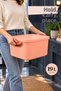 3-Piece 19Lt Storage Box with Lid - In-Cabinet Organizer Basket Decorative Organizer Multi-Purpose Pink - 5