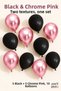 Black and Chrome Pink Balloon Set of 10 for Birthday Party Decorations - 3