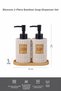 Blossom 2-Pack Cream-Colored Porcelain Liquid Soap Dispensers with Bamboo Trays, 350 ml - 3