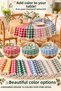 Round Tablecloth with Gingham Pattern and Pom-Pom Accents – Liquid-Resistant, Stain Resistant, Durable Duck Fabric, Various Size Options - 8