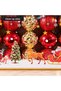 Set of 15 Red and Glittery and Embossed Christmas Tree Ornaments, Box 25x15 cm - 2