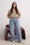 Blue High Waist Cut-Out Wide Leg Jeans Tbbss26Cj00057 - 6