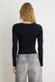 Black V-Neck Fitted Raglan Sleeve Polyamide Knit Bodysuit Twoaw27Bd00013 - 2