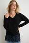Black Sequined Skirt Hem Lace Trim Knitwear Sweater Twoaw27Kz00153 - 3