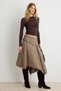 Brown Plaid Midi Asymmetrical Skirt - 4
