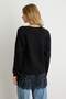 Black Sequined Skirt Hem Lace Trim Knitwear Sweater Twoaw27Kz00153 - 2
