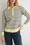 Yellow Half Pat Zipper Striped Knitwear Sweater Twoaw27Kz00388 - 4