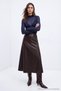 Dark Brown Faux Leather High Waist Maxi Skirt Twoaw24Et00151