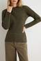 Khaki Soft Textured Bluzan Look Knitwear Sweater Twoaw27Kz00299 - 4