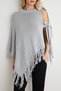 Gray Connectable Tasseled Cape Knitwear Sweater Twoaw27Kz00367 - 4