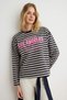Lacivert Baskılı Bisiklet Yaka Oversize/Geniş Kalıp Örme Sweatshirt TWOAW27SW00263 - 3