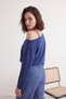 Lacivert Omuz Detaylı Asimetrik Yaka Oversize Kesim Beli Lastikli Örme Sweatshirt TWOAW27SW00080 - 3