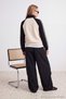Siyah Renk Bloklu Oversize/Geniş Fermuarlı Kesim Dik Yaka Şeritli Örme Sweatshirt TWOAW27SW00187 - 2