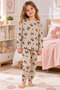 Girl's 100% Cotton Mink Color Raccoon Print Long Sleeve Winter Pajamas Set