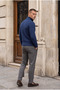 Marlow Anti-Peeling Anti-Pilling Ribbed Stand Collar Zippered Men's Knitwear Cardigan - Indigo - 6