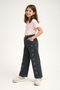 Elasticated Waist Girls' Trousers with Bow Embroidery - 2