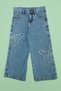 Adjustable Waistband Butterfly Embroidered Stone Decorated Girl's Belt Palazzo Pants - 3