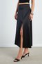 Slit Maxi Length Satin Skirt - 7