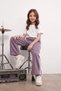 Girls' Sweatpants with Elastic Waistband and Striped Cuffs and Stoppers - 2
