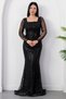 Square Neckline Long Sleeve Beaded Evening Dress 41231 - 4