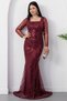 Square Neckline Long Sleeve Beaded Evening Dress 41231 - 3