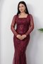 Square Neckline Long Sleeve Beaded Evening Dress 41231 - 2
