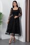 Square Neck Long Sleeve Beaded Tulle Dress 41112 - 5