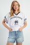 86 Printed Bat Sleeve V-Neck T-Shirt