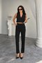 Black Striped Pattern Sweater Trousers Top and Bottom Set - 3