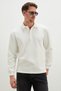 Half Button Polo Collar Pique Sweatshirt - 2