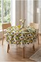 Round Tablecloth Stain Resistant Wipeable Stylish Decorative Modern Lemon Patterned Lace Edged Living Room Kitchen Balcony Garden Terrace Table Cover