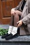 Olveni̇a Black Suede Women's Loafer - Drawstring Penny Moccasin