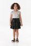 Ruffled Girl's Skirt with Ribbon and Faux Leather