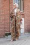 Patterned Tan Hijab Double Kimono Set 12885Tb