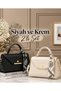 Black, Cream 2-Pack Faux Leather Hand and Shoulder Bag with Scarf Detail