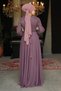 Dark Lilac Hijab Evening Dress 22202Klila - 3