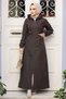 Dark Brown Hooded Hijab Cap - 62091Kkh