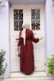 Buttoned Dark Brick Hijab Dress 23929Kkrmt - 4
