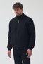 Men's Black Color Standard Fit Zippered Quilted Cashmere Coat - 6